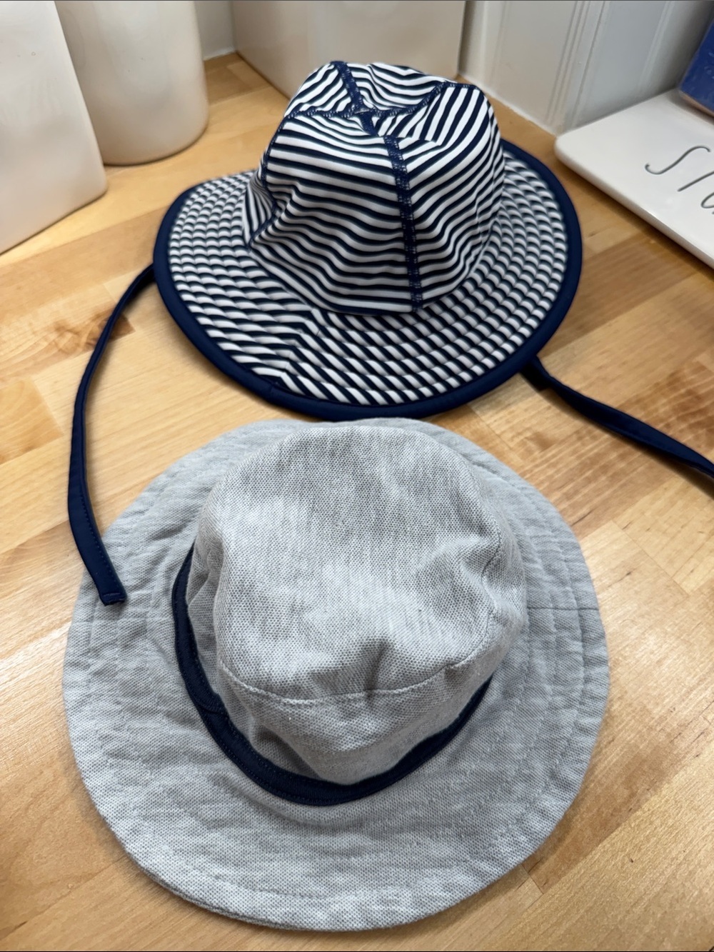 Hanna Anderson Baby Sun Hat - Navy Stripe / & Light Gray Bucket Hat Size XS